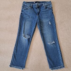 Kut From the Kloth Jeans Womens 8 Blue Distressed Reese Ankle Straight Leg